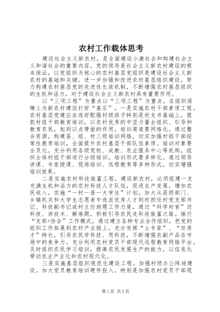 2024年农村工作载体思考