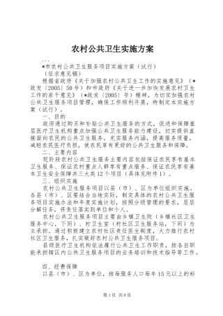 2024年农村公共卫生实施方案