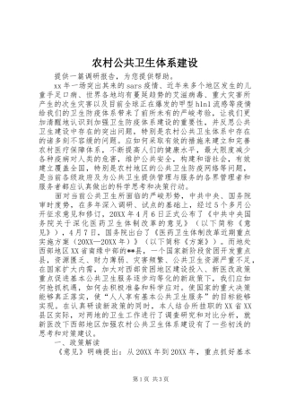 2024年农村公共卫生体系建设