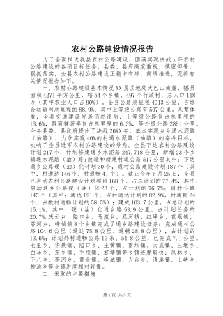 2024年农村公路建设情况报告