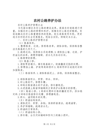 2024年农村公路养护办法