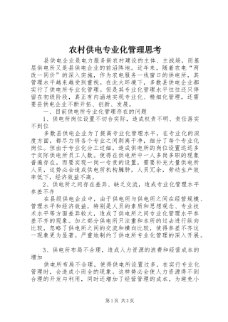 2024年农村供电专业化管理思考