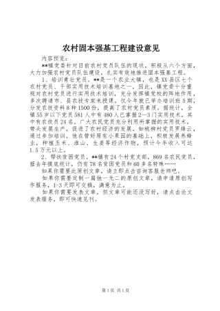 2024年农村固本强基工程建设意见