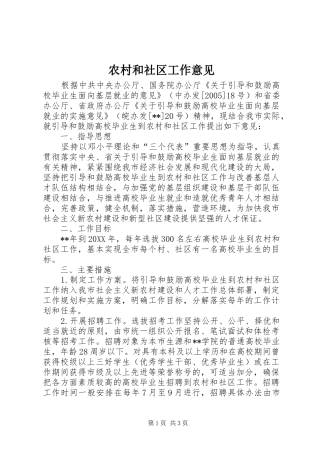 2024年农村和社区工作意见