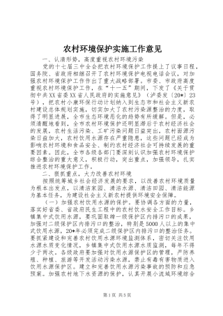 2024年农村环境保护实施工作意见