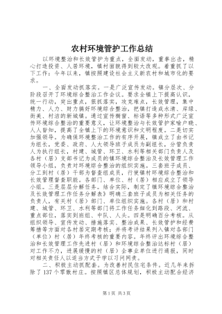 2024年农村环境管护工作总结