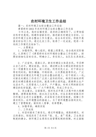 2024年农村环境卫生工作总结