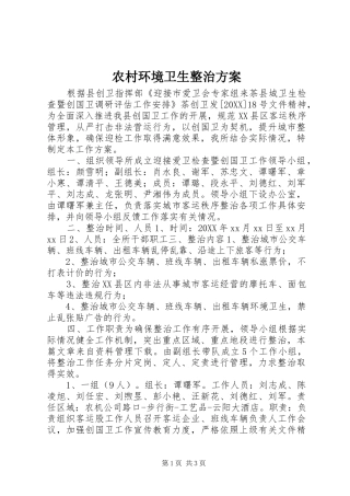 2024年农村环境卫生整治方案