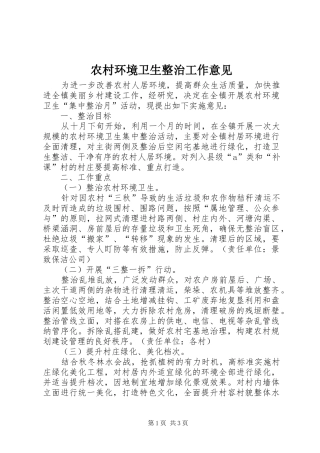 2024年农村环境卫生整治工作意见