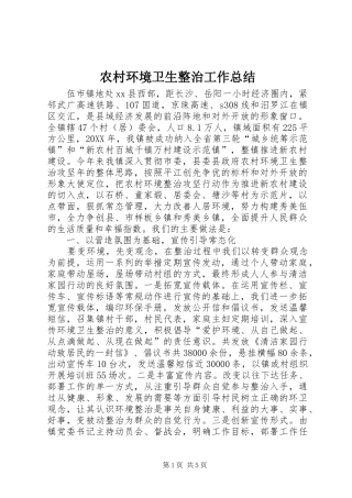 2024年农村环境卫生整治工作总结