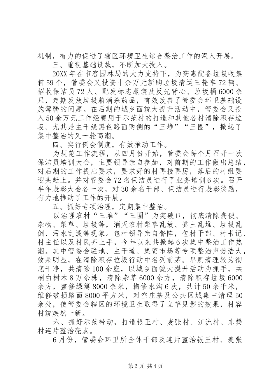 2024年农村环境卫生整治精细化工作报告_第2页