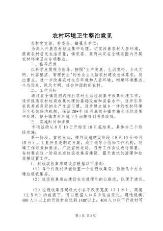 2024年农村环境卫生整治意见