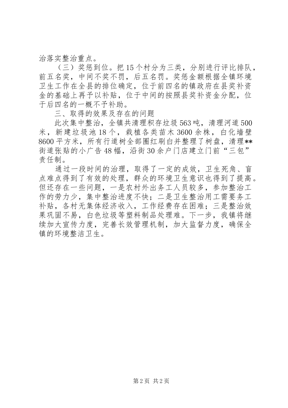 2024年农村环境卫生治理工作汇报_第2页