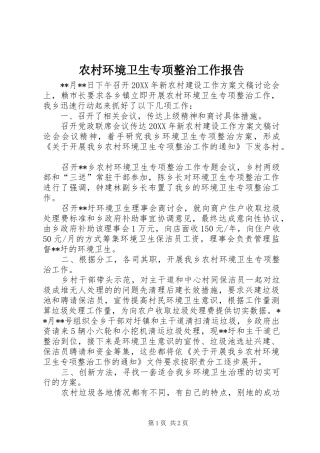 2024年农村环境卫生专项整治工作报告