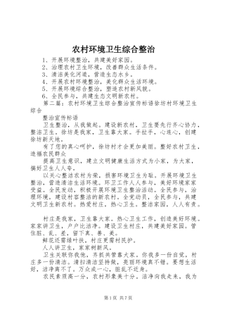 2024年农村环境卫生综合整治