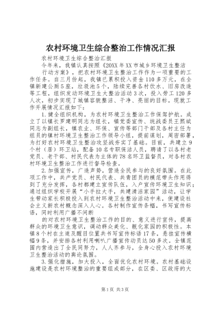 2024年农村环境卫生综合整治工作情况汇报