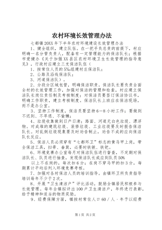 2024年农村环境长效管理办法