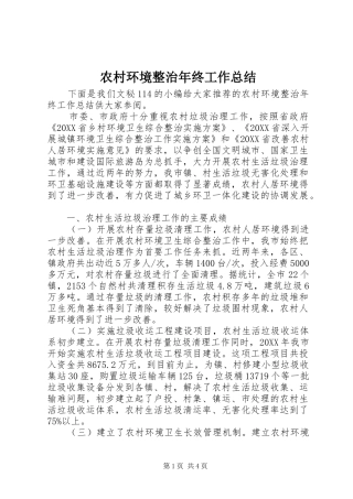 2024年农村环境整治年终工作总结