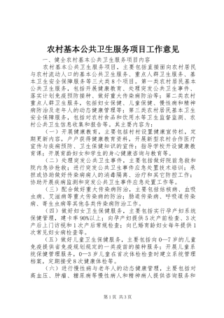 2024年农村基本公共卫生服务项目工作意见