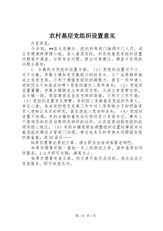 2024年农村基层党组织设置意见