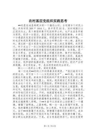 2024年农村基层党组织实践思考