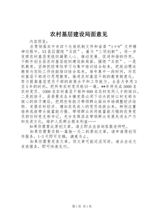 2024年农村基层建设局面意见
