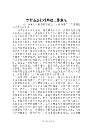 2024年农村基层社村共建工作意见