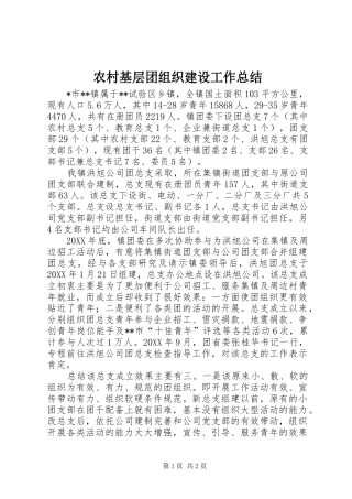 2024年农村基层团组织建设工作总结