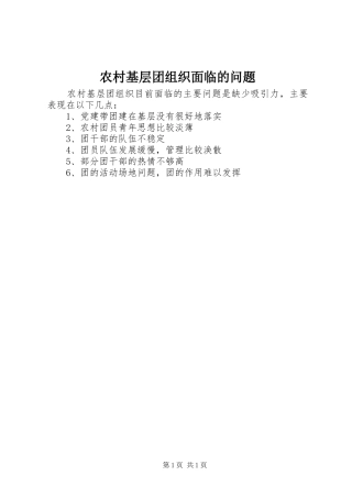 2024年农村基层团组织面临的问题