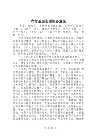 2024年农村基层志愿服务意见