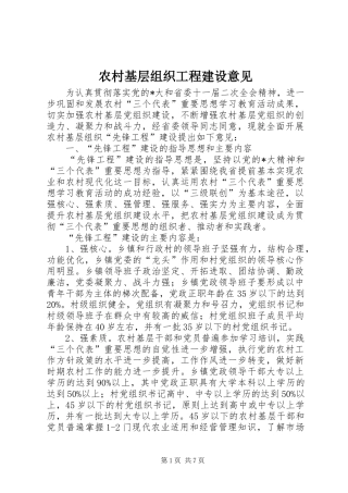 2024年农村基层组织工程建设意见