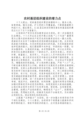 2024年农村基层组织建设的着力点