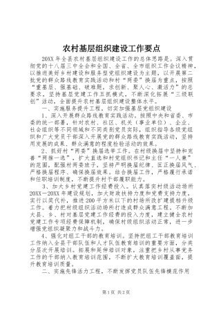 2024年农村基层组织建设工作要点