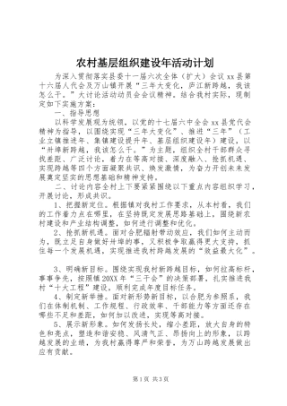 2024年农村基层组织建设年活动计划