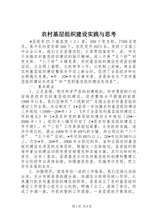 2024年农村基层组织建设实践与思考