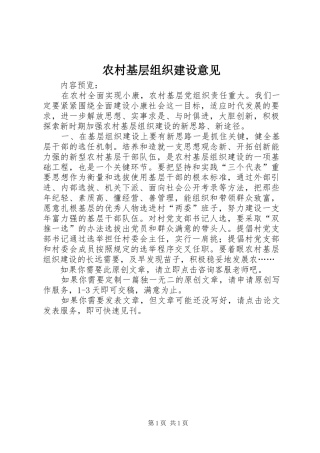 2024年农村基层组织建设意见