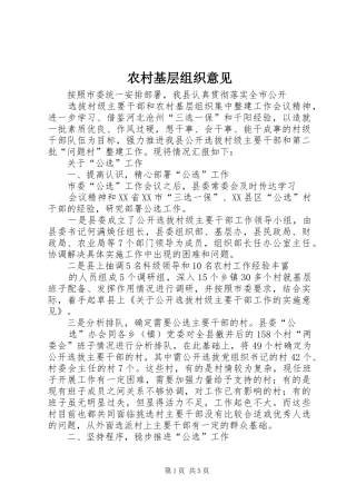 2024年农村基层组织意见