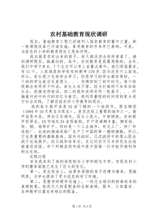 2024年农村基础教育现状调研