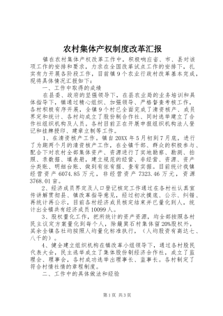 2024年农村集体产权制度改革汇报