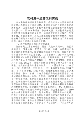 2024年农村集体经济改制实践