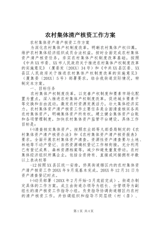 2024年农村集体清产核资工作方案