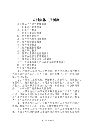 2024年农村集体三资制度