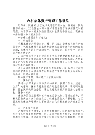 2024年农村集体资产管理工作意见