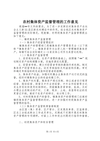 2024年农村集体资产监督管理的工作意见