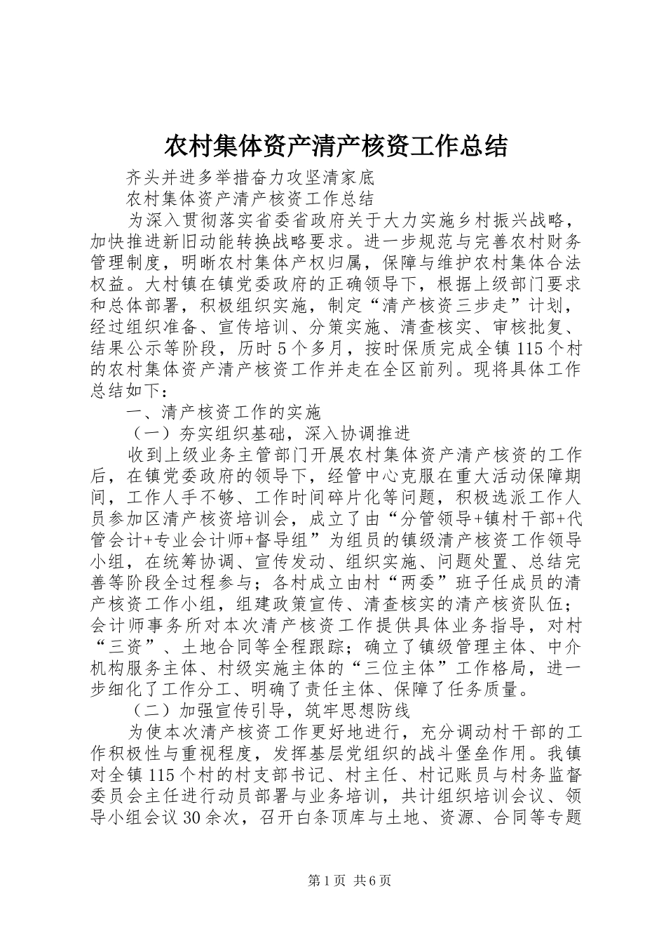 2024年农村集体资产清产核资工作总结_第1页