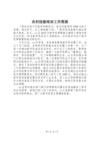 2024年农村技能培训工作简报