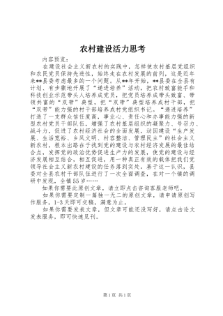 2024年农村建设活力思考