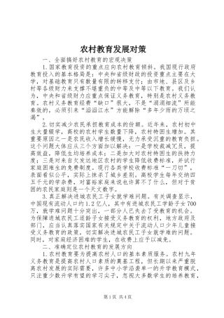 2024年农村教育发展对策