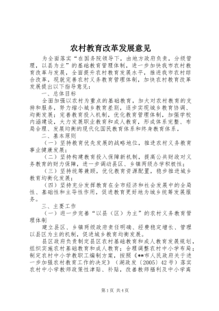 2024年农村教育改革发展意见