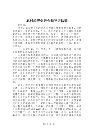 2024年农村经济促进会领导致辞稿